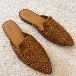 Brown woven mules